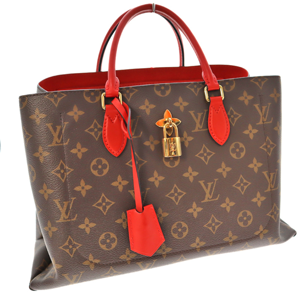 Louis Vuitton Monogram Canvas Tote  Tote Cerise Flower 2WAY Bag Brown/Red